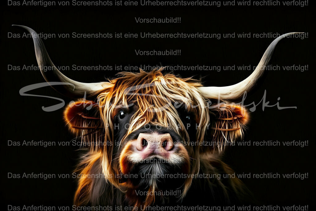 Wandbild Highlander Kuh | People- und Tierfotografie, Imageaufnahmen, Veranstaltungsfotografie und Wandbilder aus der Natur ★ Made in Germany ✔️ Druck + Downloads ✔️ Naturfotografie in Top Qualität ★ schneller Versand, weltweite Lieferung! - Realisiert mit Pictrs.com
