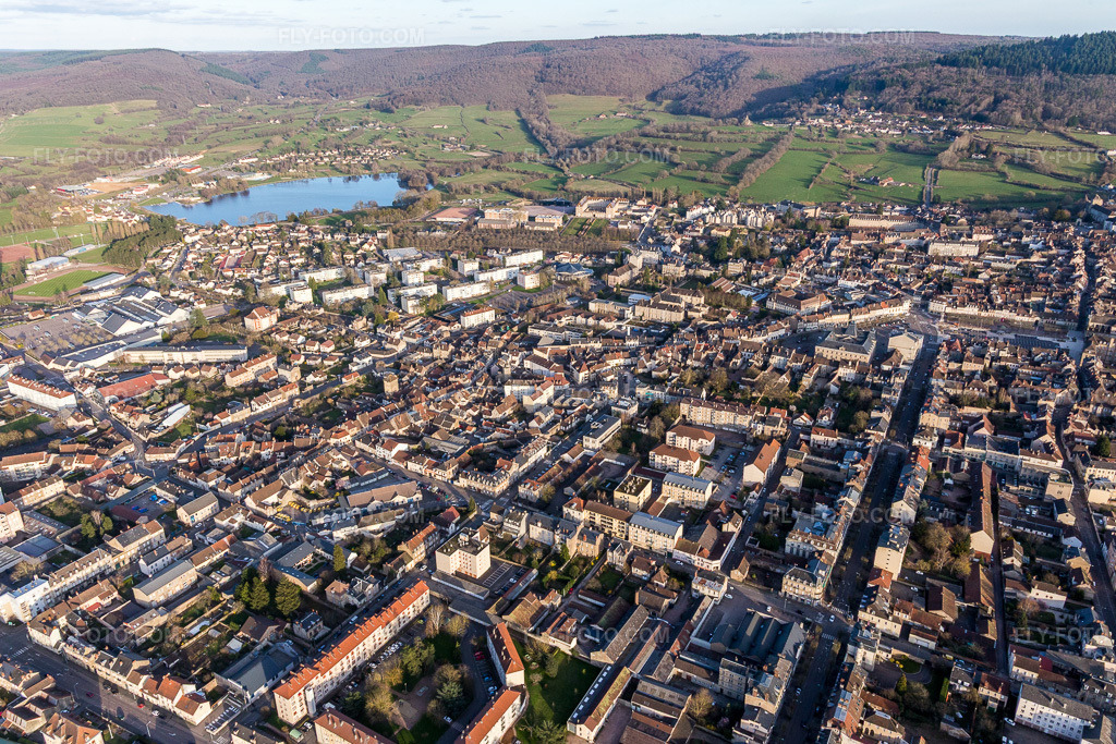 Aerial view: (Burgundy) in Autun in the state Saone et Loire, France. – Photo: IMG_105492.jpg taken on 04/01/2018 by Werner Riehm/FLY-FOTO.com – Resolution of the original: 5327 x 3551 px