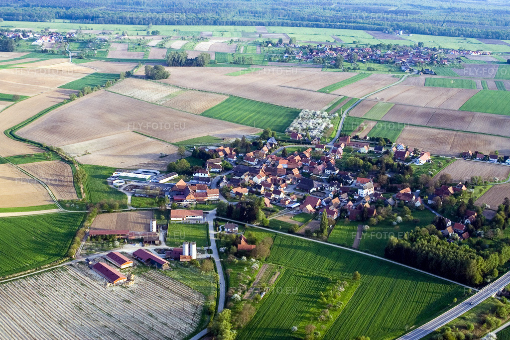 Vue aérienne: Vue de la ville à Reimerswiller dans le département Bas Rhin, France. Photo: IMG_10646.jpg prise le 04/05/2008 par Werner Riehm/FLY-FOTO.euRésolution de l'original: 3456 x 2304 px
