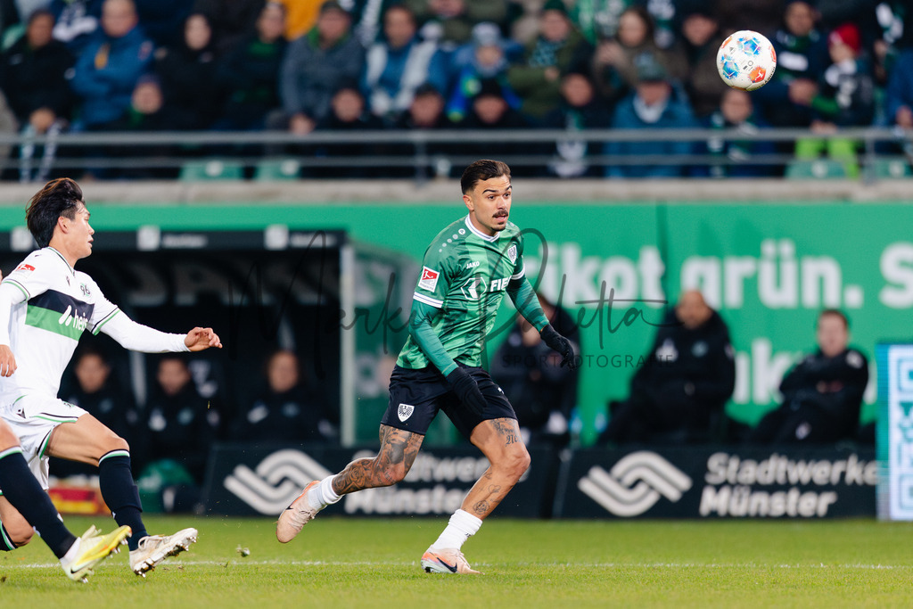 2. Bundesliga, Saison 2025/26, 15. Spieltag: SC Preußen Münster - Hannover 96 | Münster, 05.12.2025: 2. Bundesliga, 15. Spieltag, SC Preußen Münster gegen Hannover 96 im LVM-Preußenstadion in Münster. Foto: sportfotografie.ms | Markus Paletta - Realisiert mit Pictrs.com