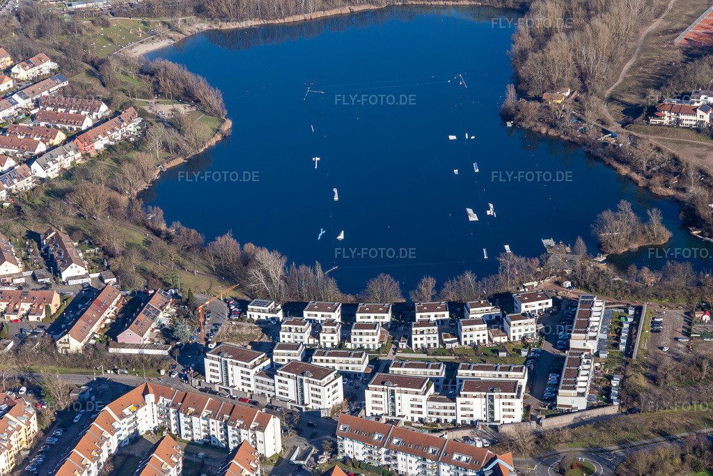 Luftbild: Rheinauer See im Ortsteil Rheinau in Mannheim im Bundesland Baden-Württemberg in Deutschland. Foto: IMG_125488.jpg vom 21.02.2021 durch Werner Riehm/FLY-FOTO.de