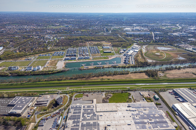 Gelsenkirchen220402308 | Luftbild, Yachthafen Marina, Reihenhaus Wohnsiedlung Hafenquartier Graf Bismarck am Rhein-Herne-Kanal, Bismarck, Gelsenkirchen, Ruhrgebiet, Nordrhein-Westfalen, Deutschland