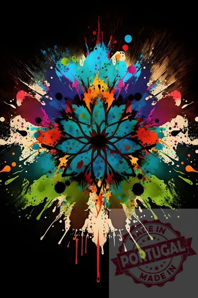 Colorful mandala art exploding with paint splatters | Abstract mandala with vibrant paint splatters creating a dynamic background - Realized with Pictrs.com