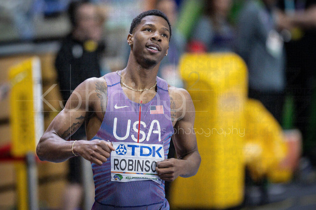 World Athletics Indoor Championships Kujawy Pomorze 26, 20.03.2026 | TORUN, POLAND - MARCH 20:  Chris Robinson (USA) competes in the men's 400m during the World Athletics Indoor Championships Kujawy Pomorze 26 on day 1 / session 2 at Kujawsko-Pomorska Arena Torun on March 20, 2026 in Torun, Poland. 