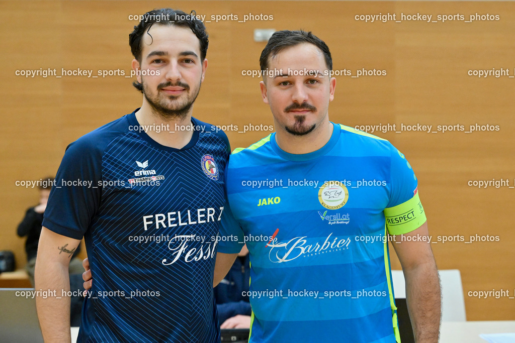 LPSV-Kärnten vs. FUTSAL versli.at Klagenfurt | #3 Nemanja Lukic LPSV-Kärnten, #17 Vahid Muharemovic versli.at Klagenfurt, LPSV-Kärnten vs. FUTSAL versli.at Klagenfurt, LPSV-Kärnten vs. FUTSAL versli.at Klagenfurt am 01.02.2026 in Villach (Ballspielhalle St. Martin), Austria, (Photo by Bernd Stefan)