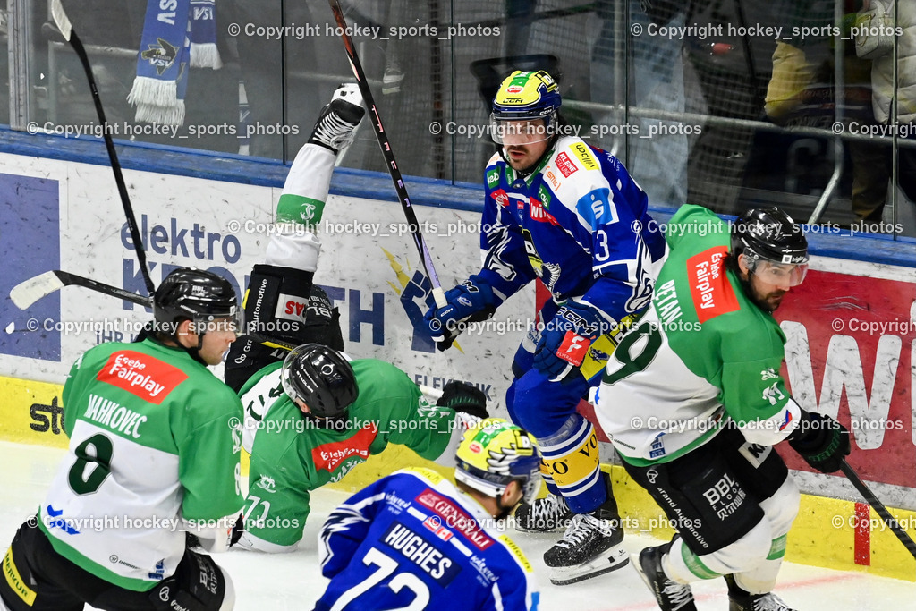 C IDM Wärmepumpen VSV vs. Olimpija Ljubljana | #13 Adam Helewka EC VSV, #19 Alex Petan Olimpija Ljubljana, C IDM Wärmepumpen VSV vs. Olimpija Ljubljana, EC IDM Wärmepumpen VSV vs. Olimpija Ljubljana am 01.02.2026 in Villach (Stadthalle Villach), Austria, (Photo by Bernd Stefan)