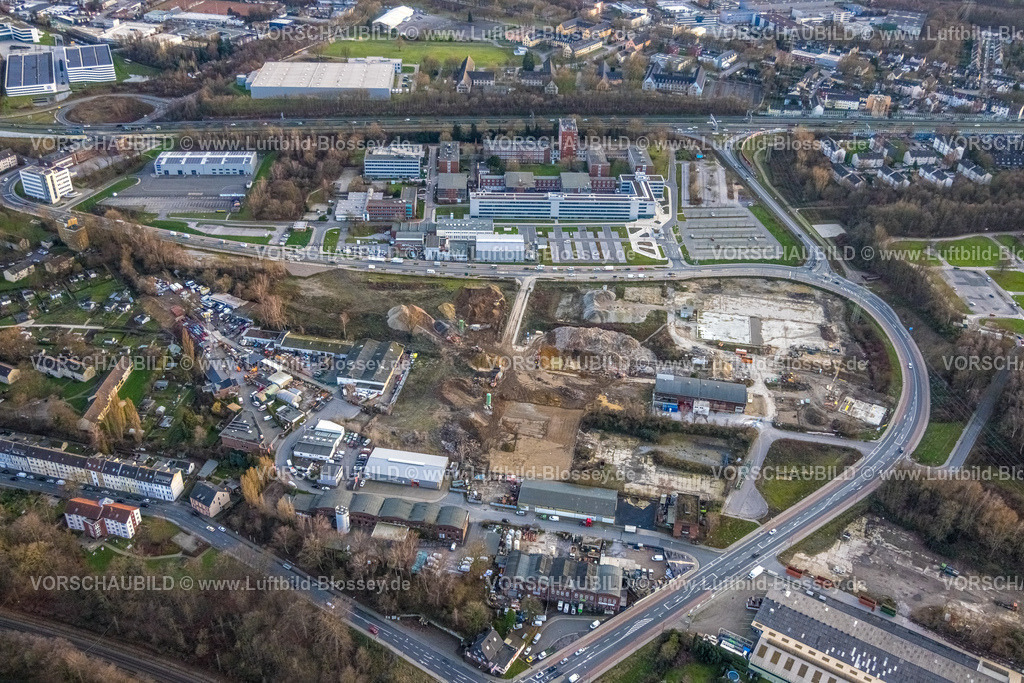 Essen230101859 | Luftbild, Technologiepark Essen TPE, Unternehmensgruppe TÜV NORD, Baustelle am Schacht Hubert, Essen, Ruhrgebiet, Nordrhein-Westfalen, Deutschland