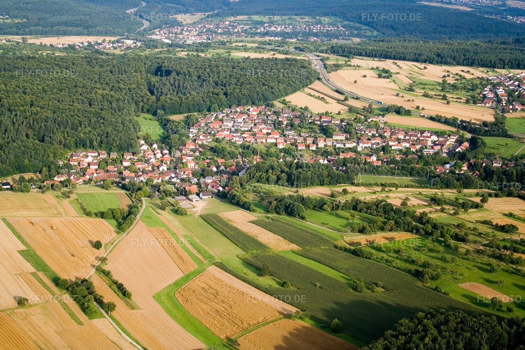 Luftbild: Mittelmutschelbach von Nordwesten im Ortsteil Untermutschelbach in Karlsbad im Bundesland Baden-Württemberg in Deutschland. Foto: IMG_12441.jpg vom 05.08.2008 durch Werner Riehm/FLY-FOTO.de