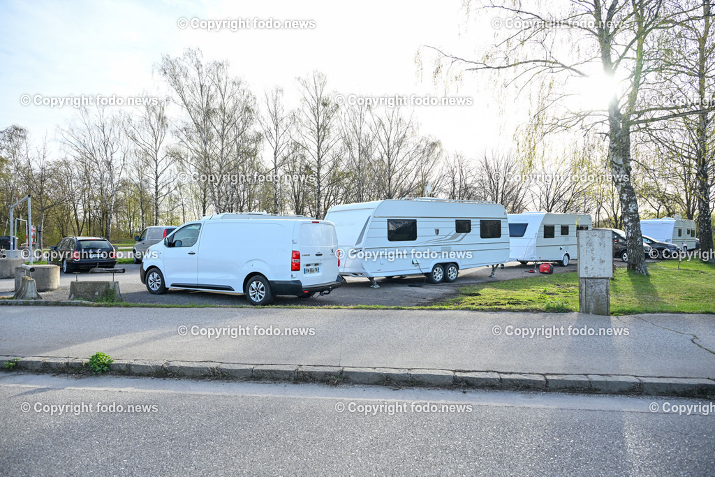 Pichlingersee_ Roma_ Sinti_ Camping_ Linz_ 27.03.2024-5 | 27.03.2024, Pichlingersee, AUT, Roma, Sinti, Camping, Durchreiseplatz, im Bild Campingflaeche, Wohnwagen, Drohne