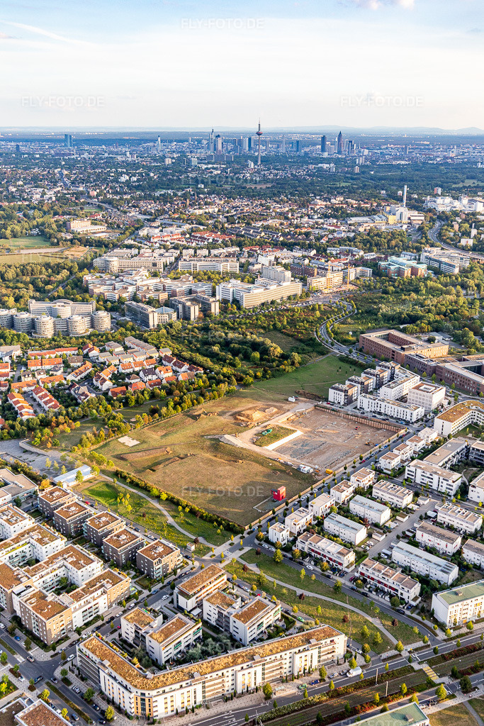 Luftbild: Baustelle der Wohnlage BERGHÖFE im Ortsteil Kalbach-Riedberg in Frankfurt im Bundesland Hessen in Deutschland. – Foto: IMG_117701.jpg vom 10.09.2019 durch Werner Riehm/FLY-FOTO.de – Auflösung des Originals: 3648 x 5472 px – DEUTSCHE WOHNWERTE // Projekte // BERGHÖFE, Frankfurt