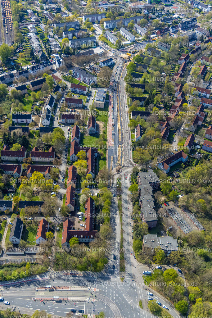 Gelsenkirchen220402758 | Luftbild, Baustelle und Straßenbau Wiesmannstraße, Horst, Gelsenkirchen, Ruhrgebiet, Nordrhein-Westfalen, Deutschland