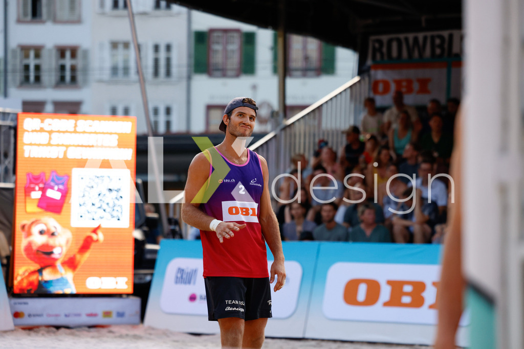Obi BeachTour 2026 - Basel | BASEL, SWITZERLAND - JULY 17: GAÉTAN JAUFFRET (SUI) during the Obi BeachTour 2026 match between HAGENBUCH / HAUSSENER (SUI) and BORTOLUZZI / JAUFFRET (SUI) at Barfüsserplatz on July 17, 2026 in Basel, Switzerland. - Realisiert mit Pictrs.com