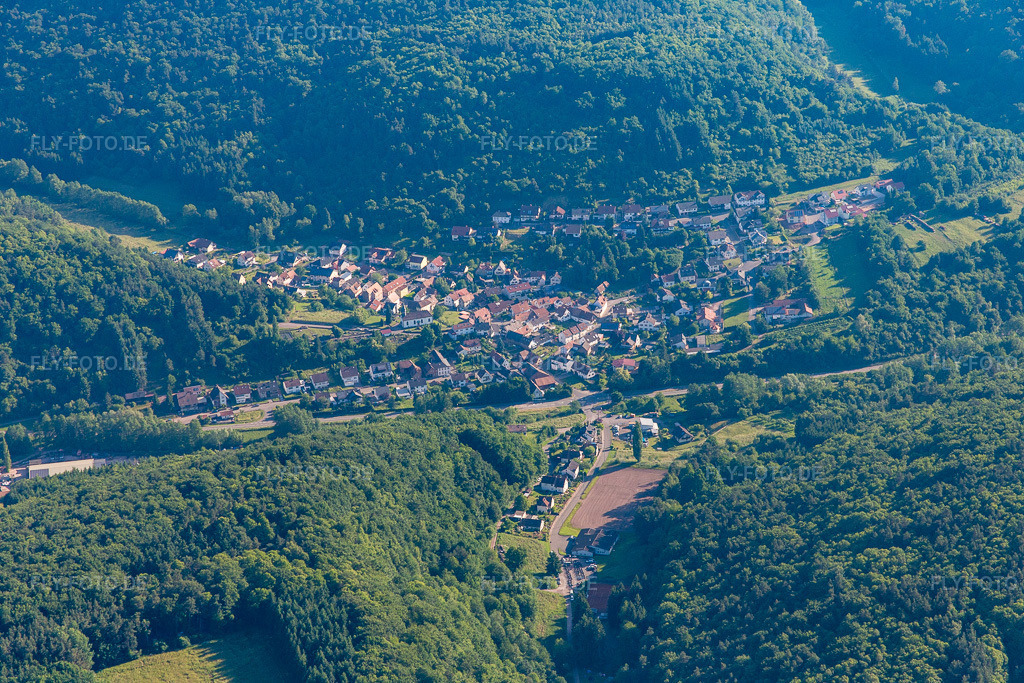 Luftbild: Ortsansicht von Süden in Waldhambach im Bundesland Rheinland-Pfalz in Deutschland. Foto: IMG_080073.jpg vom 05.06.2015 durch Werner Riehm/FLY-FOTO.de