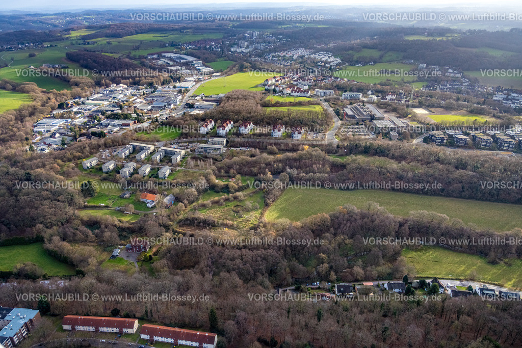 Hattingen251200381 | Luftbild, Gewerbegebiet Zum Ludwigstal, Maasbecke Landschaftsschutzgebiet und Hügellandschaft und Fernsicht, Holthausen, Hattingen, Ruhrgebiet, Nordrhein-Westfalen, Deutschland