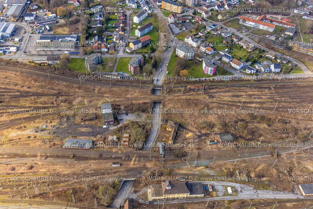 Hamm230215536 | Luftbild, Rangierbahnhof Hamm, Günterstraße, ehemaliges Stellwerk, Stadtbezirk Pelkum, Hamm, Ruhrgebiet, Nordrhein-Westfalen, Deutschland
