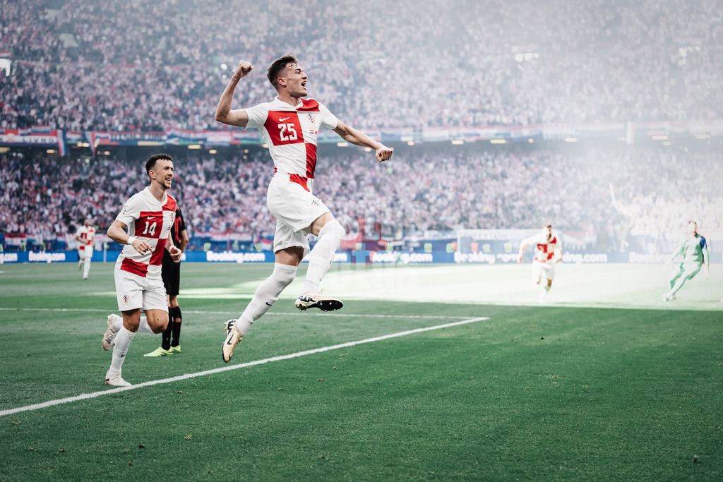 Fußball | Herren | UEFA-Fußball-Europameisterschaft 2024 | Gruppe B | Kroatien vs. Albanien | 19.06.2024 | Torjubel Luka Susic (#25, Kroatien)