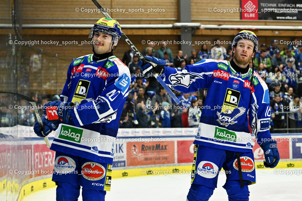 EC IDM WÄRMEPUMPEN VSV vs. Vienna Capitals | #40 Elias Wallenta EC VSV, #16 Kevin Hancock EC VSV, EC IDM WÄRMEPUMPEN VSV vs. Vienna Capitals, EC IDM WÄRMEPUMPEN VSV vs. Vienna Capitals am 16.11.2025 in Villach (Stadthalle Villach), Austria, (Photo by Bernd Stefan)