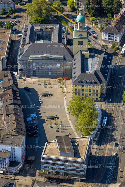 Witten240506907 | Luftbild, Rathaus Witten mit Baustelle Sanierung und Baugerüst, Rathausplatz mit Celestianbau, Witten, Ruhrgebiet, Nordrhein-Westfalen, Deutschland