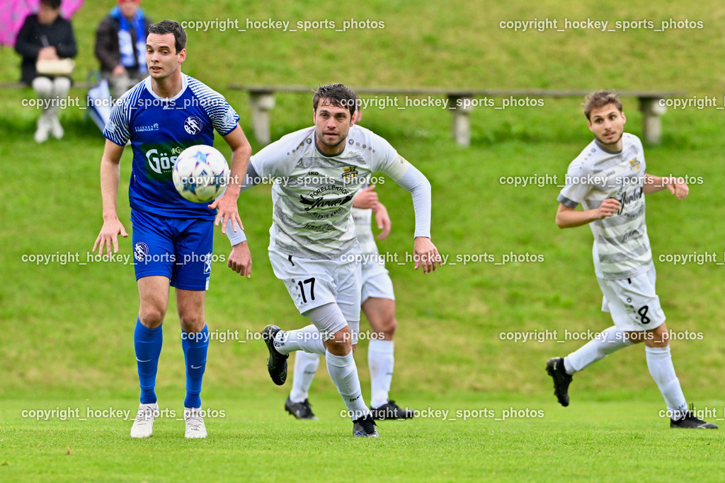 ASKÖ Köttmannsdorf vs. SV Dellach Gail | #32 Martin Jantschgi Dellach Gail, #17 Stephan Borovnik ASKÖ Köttmannsdorf, #8 Daniel Perkonig Köttmannsdorf, ASKÖ Köttmannsdorf vs. SV Dellach Gail, ASKÖ Köttmannsdorf vs. SV Dellach Gail am 15.05.2024 in Köttmannsdorf (Sportplatz Köttmannsdorf), Austria, (Photo by Bernd Stefan)