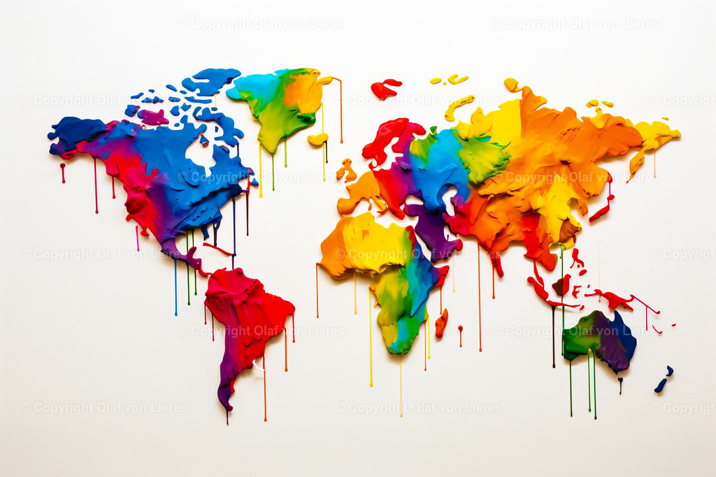 bunte Welt auf weißem Hintergrund | farbige Weltkarte mit weißem Hintergrund