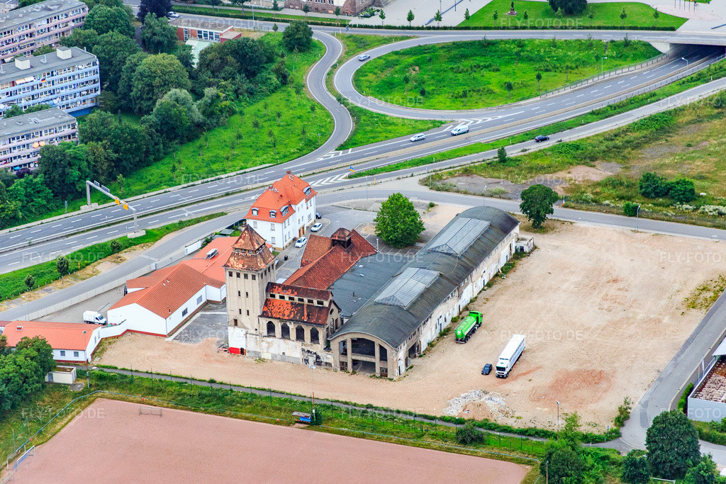 Luftbild: MATADERO – Alter Schlachthof Worms in Worms im Bundesland Rheinland-Pfalz in Deutschland. Foto: IMG_091085.jpg vom 04.07.2016 durch Werner Riehm/FLY-FOTO.deMATADERO | Alter Schlachthof | Eventlocation