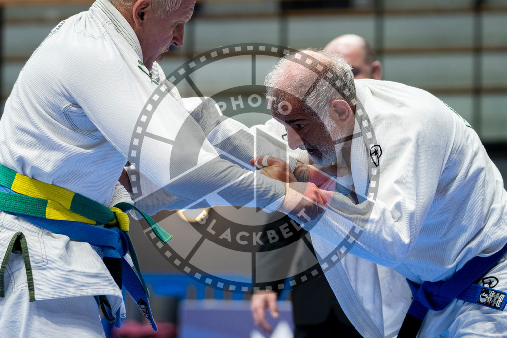 20240122PBB6559 | Fighters compete during the second day of the IBJJF European Championship in Paris, France, on January 22, 2024.