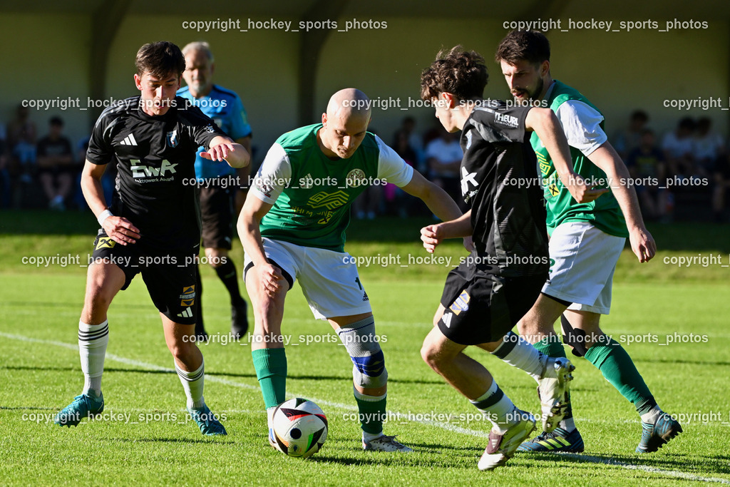 WSG Radenthein vs. URC Thal Assling | #10 Julian Jakob Moser URC Thal Assling, #10 Markus Florian Gruber WSG Radenthein, #22 Samuel Stephan Schönegger URC Thal Assling, #2 Alexander Rauter WSG Radenthein, WSG Radenthein vs. URC Thal Assling, WSG Radenthein vs. URC Thal Assling am 30.05.2025 in Radenthein (Sportplatz Radenthein), Austria, (Photo by Bernd Stefan)