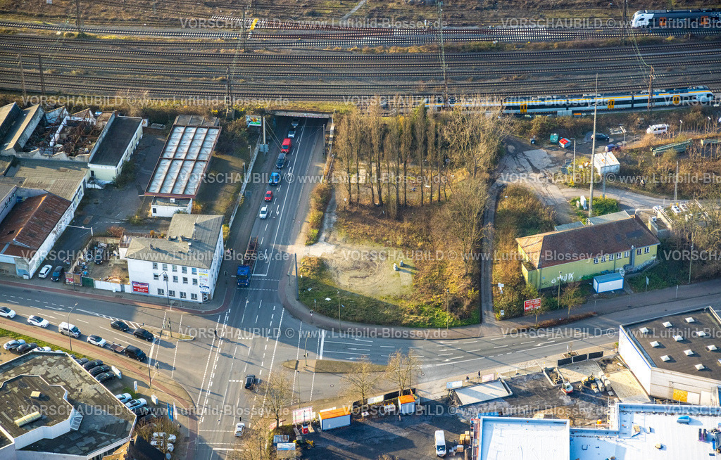 Hamm241200706 | Luftbild, Brachfläche an der Straßenkreuzung Schwarzer Weg und Alleestraße, Güterbahnhof Gleise, Mitte, Hamm, Ruhrgebiet, Nordrhein-Westfalen, Deutschland