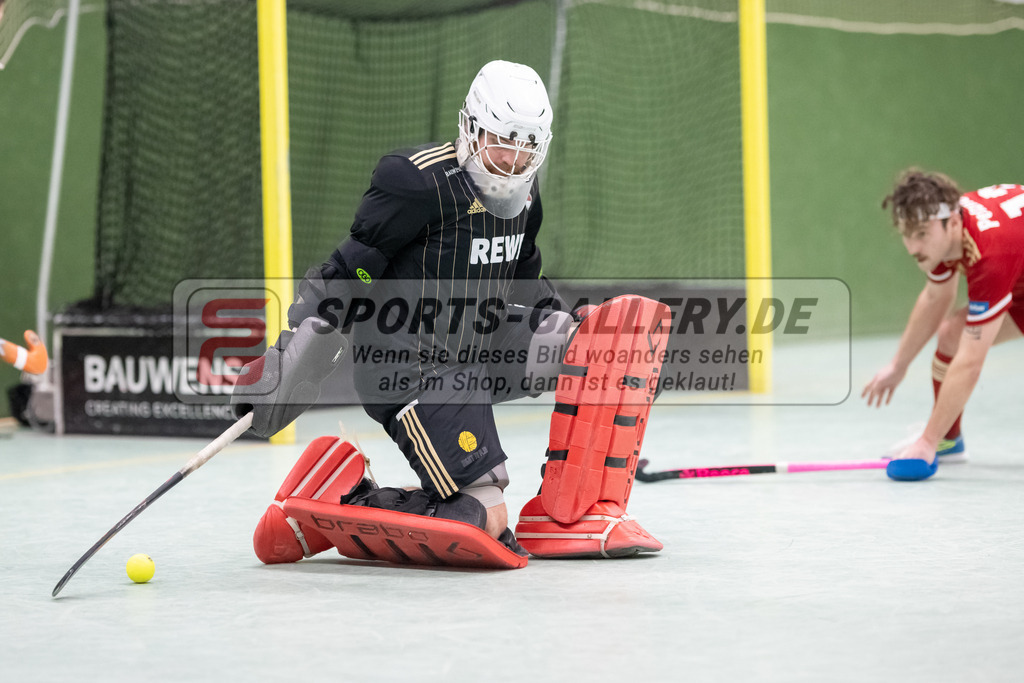 SFE_20230114_0027 | 1. Bundesliga Hockey Herren Rot-Weiss Köln - Uhlenhorst Mülheim am 14.01.2023 in Köln (KTHC Stadion Rot-Weiss Köln Tennis and Hockey Club), Photo: Stephan Fehrmann 2022 (Sports-Gallery),Lennard Leist( Torwart Rot-Weiss Köln #80 )
