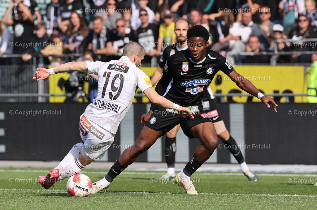 A_LUI_240525_15 | SOORT FUSSBALL ADMIRAL BUNDESLIGA STURM GRAZ -RZ PELLETS WAC 24.05.2025 IM BILD: FALLY MAYULU (STURMGRAZ) UND SANDRO ALTUNSHVILI (WAC) FOTO: FOTOLUI/MW