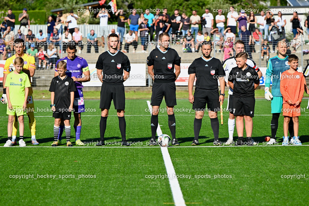 SVS Spittal Drau vs. FK Austria Wien 21.7.2023 | #99 Mirko Kos, #30 Manfred Fischer, Jäger Florian Referee, #7 Ralph Roman Scheer, #1 Paul Mayerhofer