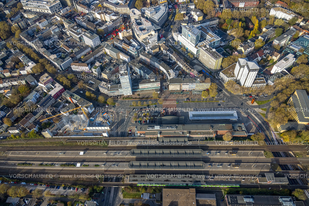 Bochum221100887 | Luftbild, City mit Hauptbahnhof, Lueg Hochhaus, Baustelle und  Neubau Parkhaus P7, Gleisdreieck, Bochum, Ruhrgebiet, Nordrhein-Westfalen, Deutschland