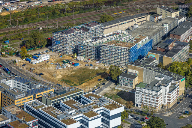 Essen241001469 | Luftbild, Baustelle neues Literatur Quartier für Büros und Wohnungen zwischen der Sachsenstraße und Bert-Brecht-Straße, Südviertel, Essen, Ruhrgebiet, Nordrhein-Westfalen, Deutschland