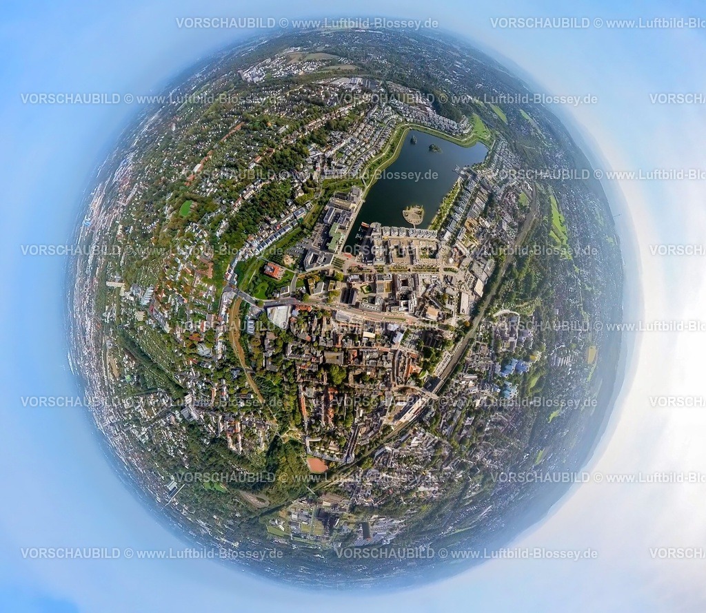 Dortmund231090014HoerdePhoenixSee | Luftbild, Phoenix-See, Wohngebiet und Naherholungsgebiet, Erdkugel, Fisheye Aufnahme, Fischaugen Aufnahme, 360 Grad Aufnahme, tiny world, Hörde, Dortmund, Ruhrgebiet, Nordrhein-Westfalen, Deutschland