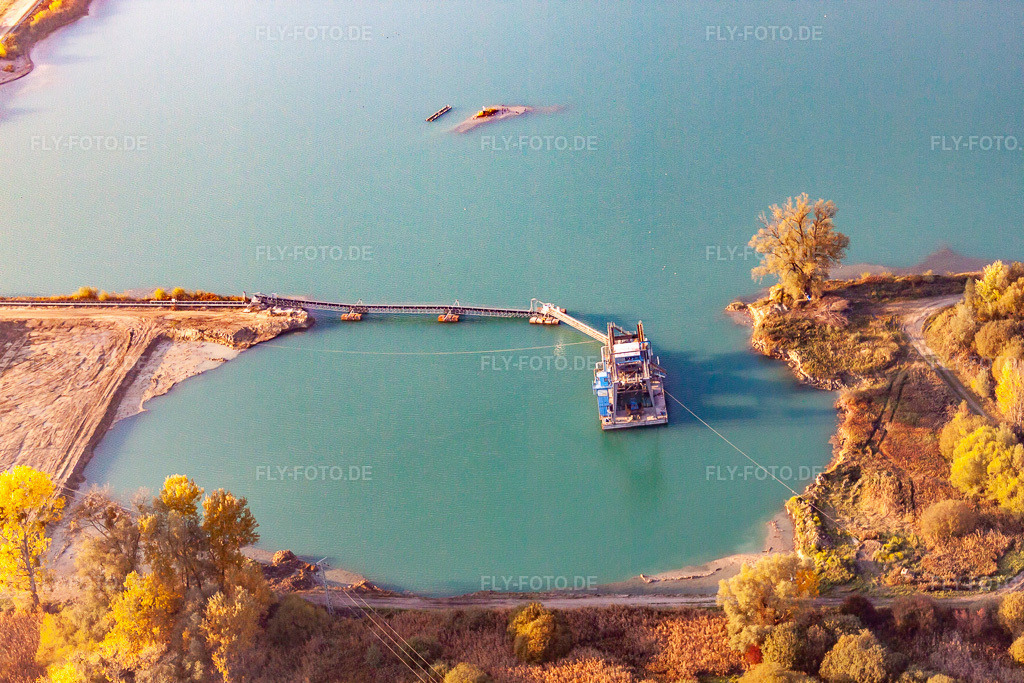 Luftbild: Hagenbach Kiesweier in Hagenbach im Bundesland Rheinland-Pfalz in Deutschland. Foto: IMG_46059.jpg vom 23.10.2011 durch Werner Riehm/FLY-FOTO.de