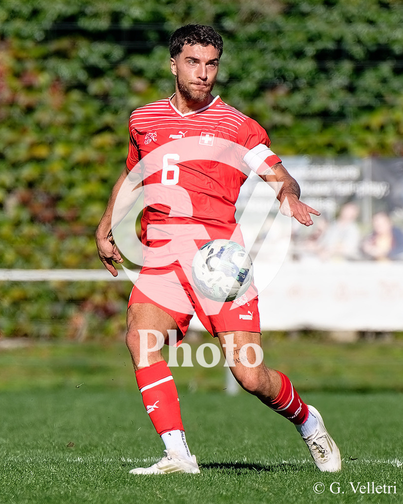 UEFA Region's Cup - NI Western Region v Vaud | Tom Boillot (6 Vaud) controls the ball (action) during the UEFA Region's Cup game between NI Western Region and Vaud at Centre Sportif de Colovray in Nyon, Switzerland 
