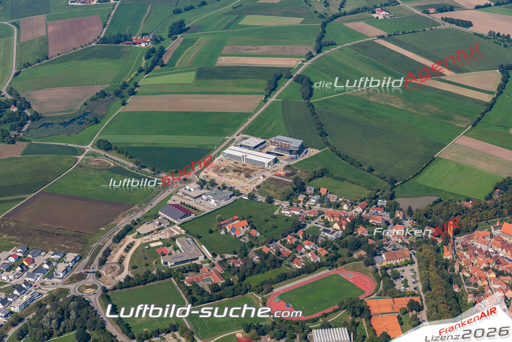 aktuelles Luftbild von  Dinkelsbuehl - Luftaufnahme wurde 2019 von https://frankenair.de mittels Flugzeug (keine Drohne) erstellt.