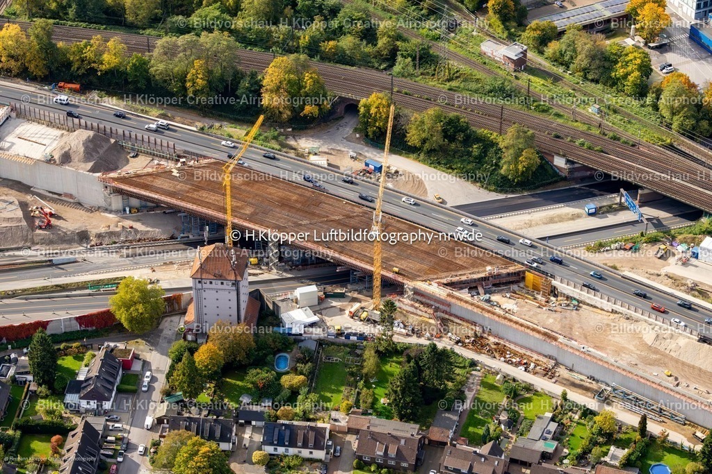 Luftbilder  Duisburg-6999 | Luftbild Baustellen zum Umbau und der Sanierung sowie Neugestaltung des Autobahnkreuz Kaiserberg mit "Spaghetti-Knoten" in Duisburg im Ruhrgebiet im Bundesland Nordrhein-Westfalen. Das Kreuz über dem Fluss Ruhr im Ruhrgebiet verbindet die Bundesautobahn A 3 mit der Autobahn A 40. - Realized with Pictrs.com