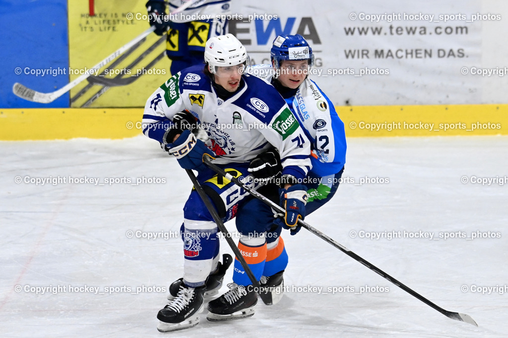 ESC SPARKASSE STEINDORF vs. UECR Huben  | #71 Sinegubovs Antons UECR EISBÄREN HUBEN, #72 Hobitsch Samuel ESC Steindorf, ESC SPARKASSE STEINDORF vs. UECR Huben , ESC SPARKASSE STEINDORF vs. UECR Huben  am 06.02.2026 in Steindorf (Ossiachersee Halle), Austria, (Photo by Bernd Stefan)