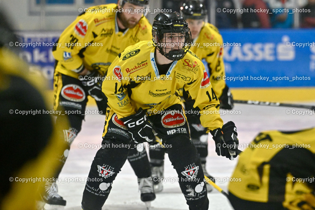 ESC Steindorf vs. EC Hornets Spittal 25.2.2024 | #14 Stele Florian EC Hornets Spittal, ESC Steindorf vs. EC Hornets Spittal 25.2.2024, ESC Steindorf vs. EC Hornets Spittal 25.2.2024 am 25.02.2024 in Steindorf (Ossiachersee Halle), Austria, (Photo by Bernd Stefan)