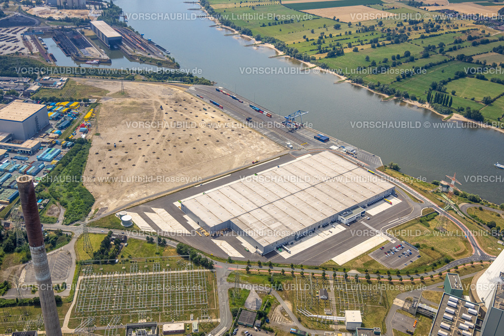 Duisburg220702527 | Luftbild, logport VI, Baustelle mit Neubau Logistikunternehmen DSV Halle, Alt-Walsum, Duisburg, Ruhrgebiet, Nordrhein-Westfalen, Deutschland