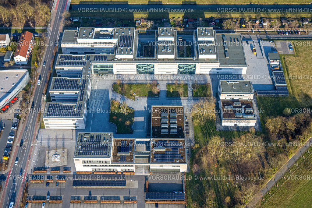 Hamm260203595 | Luftbild, Hochschule Hamm-Lippstadt HSHL, Solardach, Mitte, Hamm, Ruhrgebiet, Nordrhein-Westfalen, Deutschland