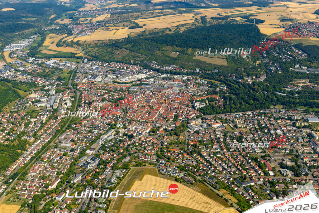 Das Luftbild zeigt :  Bad Mergentheim - Die Luftaufnahme wurde 2023 vom UL-Flugzeug aus erstellt ( keine Drohne ) - Hochauflösende Luftaufnahme - Für grossformatige Ausdrucke geeignet. Die Geschenkidee !Mit Lizenz und Bildrechte bestellbar