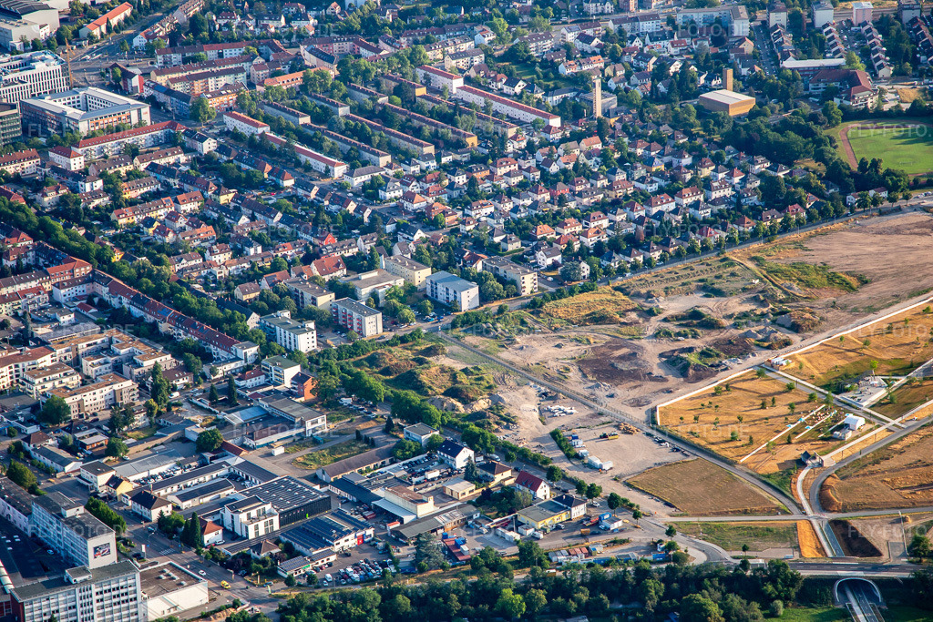 Luftbild: Wachenheimerstr im Ortsteil Käfertal in Mannheim im Bundesland Baden-Württemberg in Deutschland. Foto: IMG_136919.jpg vom 24.06.2023 durch Werner Riehm/FLY-FOTO.de