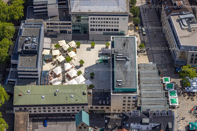 Dortmund230700138 | Luftbild, Cafe Extrablatt Außengastronomie mit Sonnenschirmen im Betenhof, City, Dortmund, Ruhrgebiet, Nordrhein-Westfalen, Deutschland