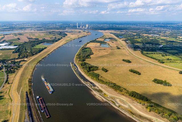 Wesel220804856Rheinniedrigwasser | Luftbild, Niedrigwasser des Rheins bei Wesel,  Orsoy, Rheinberg, Niederrhein, Nordrhein-Westfalen, Deutschland