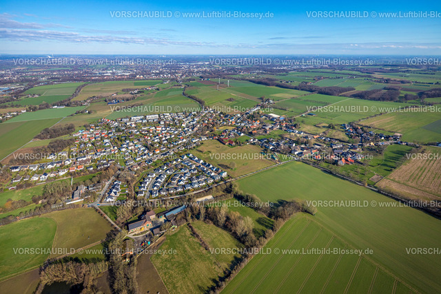 Unna230213488 | Luftbild, Ortsansicht Billmerich, Neubau-Wohnsiedlung Lange Jupp Weg, Langes Kamp und Am Dorfkamp, Unna, Ruhrgebiet, Nordrhein-Westfalen, Deutschland