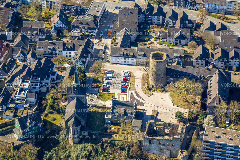 Wetter250303490 | Luftbild, Altstadt Wetter mit Burg Wetter (Rundturm), evang. Kirchengemeinde Wetter-Freiheit KIrche, Wetter, Ruhrgebiet, Nordrhein-Westfalen, Deutschland