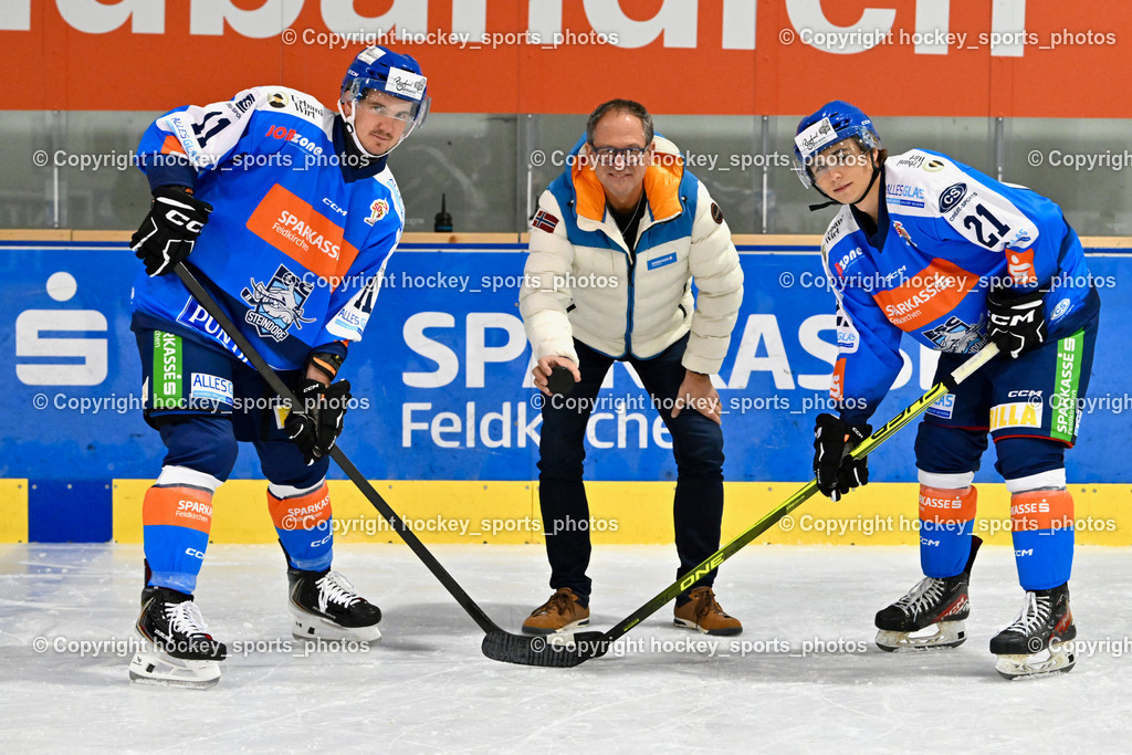 ESC Steindorf Sparkasse Feldkirchen Shooting | #21 WALDER PATRIK, Gerhard Schreilechner Sparkasse Feldkirchen, #11 Luka Kalan, ESC Steindorf Sparkasse Feldkirchen Shooting, ESC Steindorf Sparkasse Feldkirchen Shooting am 24.10.2025 in Steindorf (Ossiachersee Halle), Austria, (Photo by Bernd Stefan)