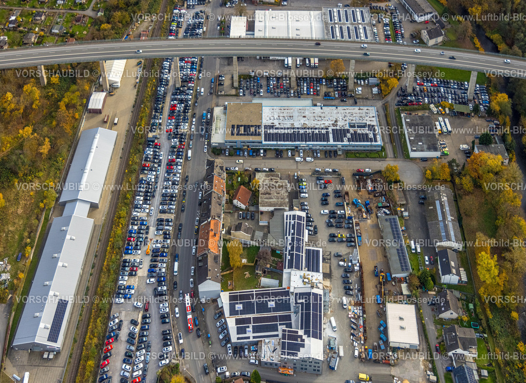 Hagen251102106 | Luftbild, Volmeabstieg Hochstraße mit Gewerbegebiet Delsterner Straße, Eilpe, Hagen, Ruhrgebiet, Nordrhein-Westfalen, Deutschland